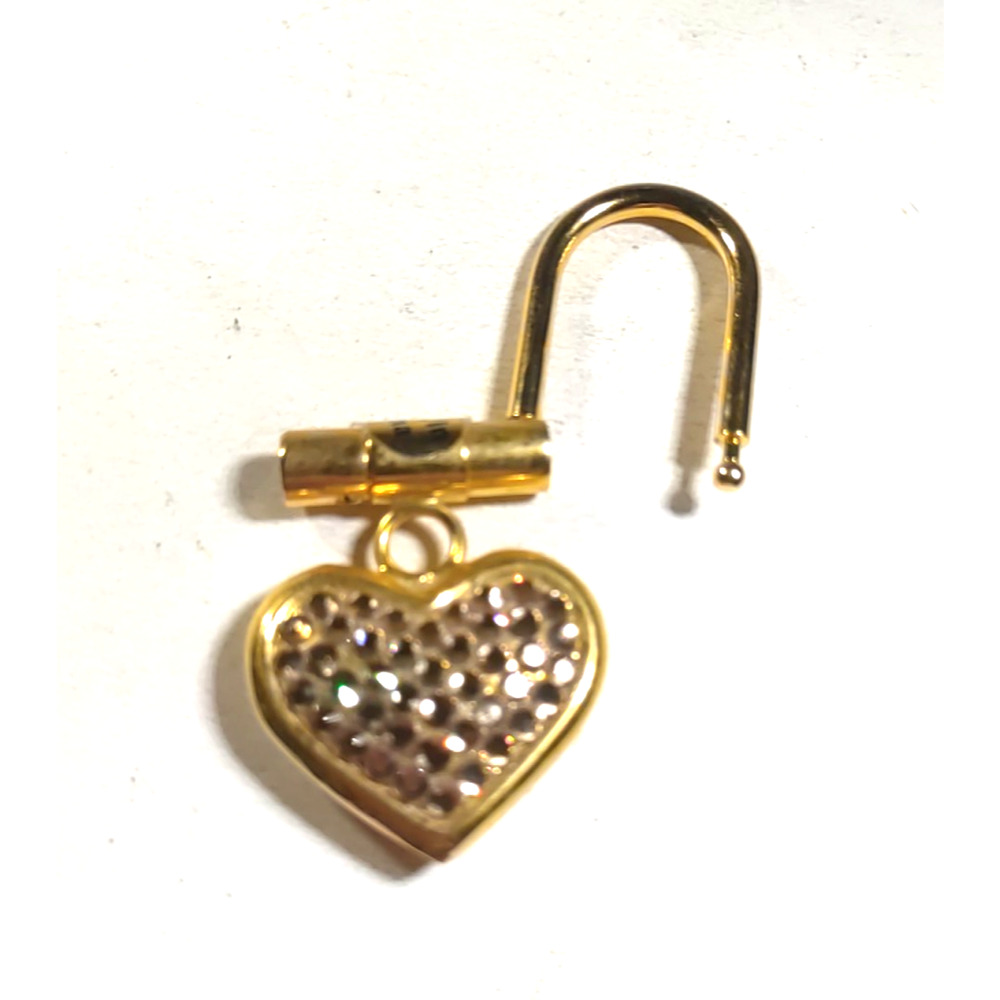Gold Tone Rhinestone Heart Small Keychain - Picture 7 of 7